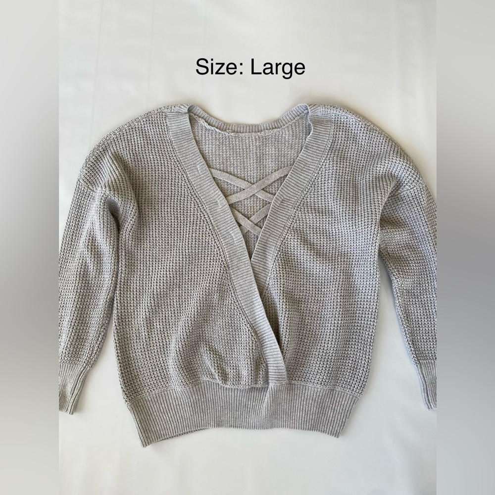 NWOT Asvivid Sweater - size large grey silver backless